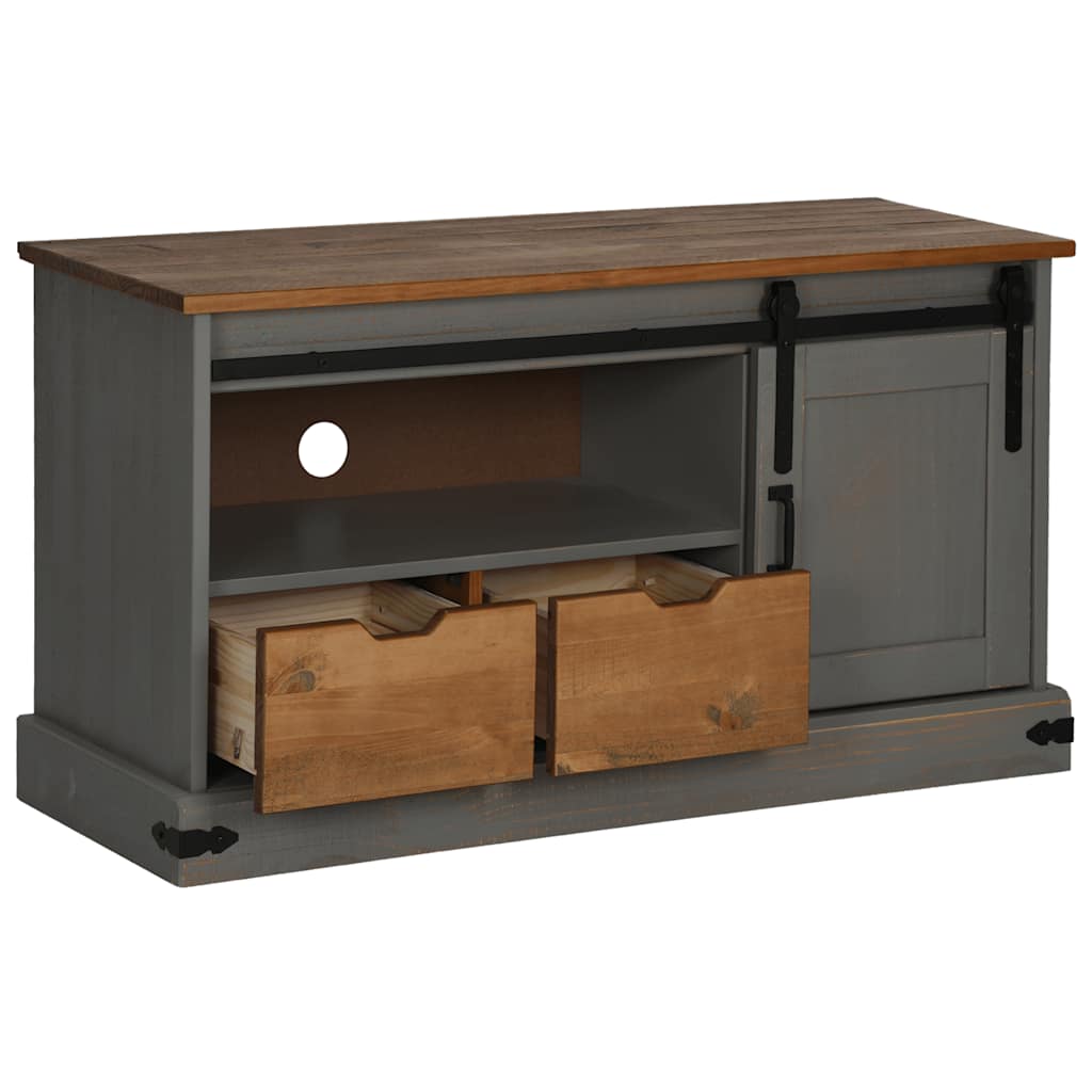 Tv-meubel HALDEN met schuifdeur grijs 110x40x60 cm massief hout