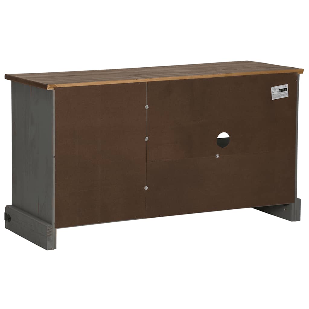 Tv-meubel HALDEN met schuifdeur grijs 110x40x60 cm massief hout
