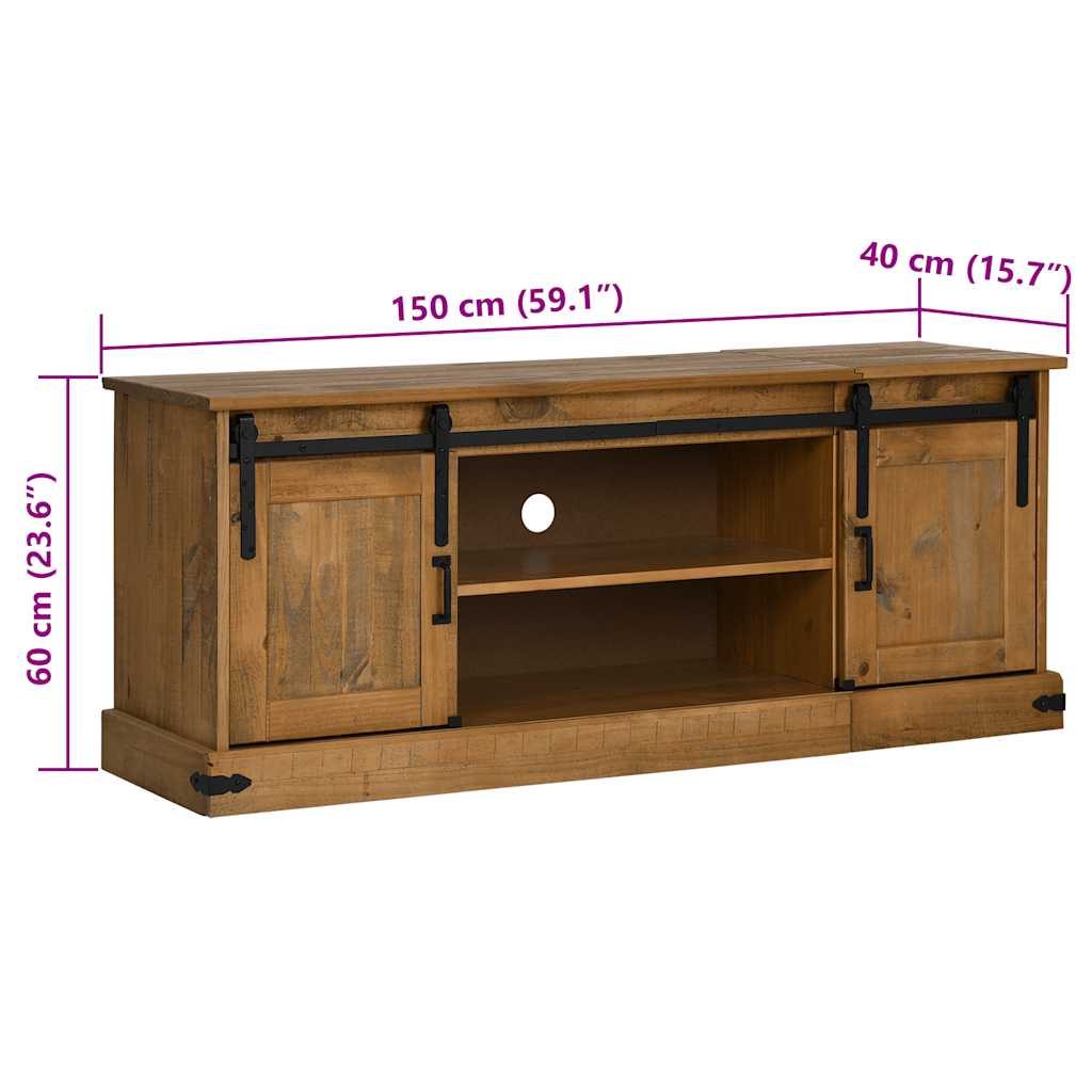 Tv-meubel HALDEN 2 schuifdeuren 150x40x60 cm massief hout