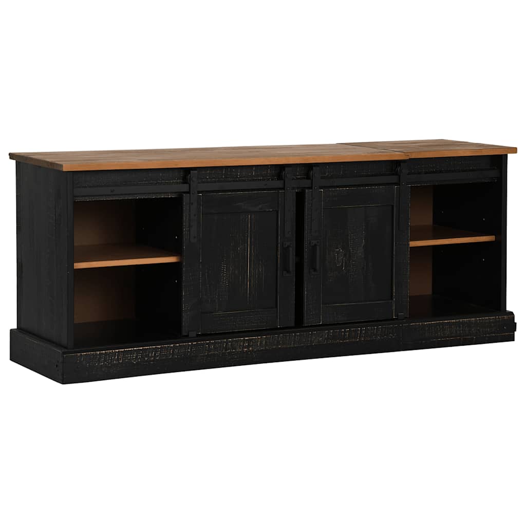 Tv-meubel HALDEN 2 schuifdeuren 150x40x60 cm massief hout zwart