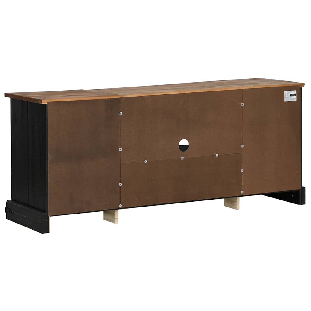 Tv-meubel HALDEN 2 schuifdeuren 150x40x60 cm massief hout zwart