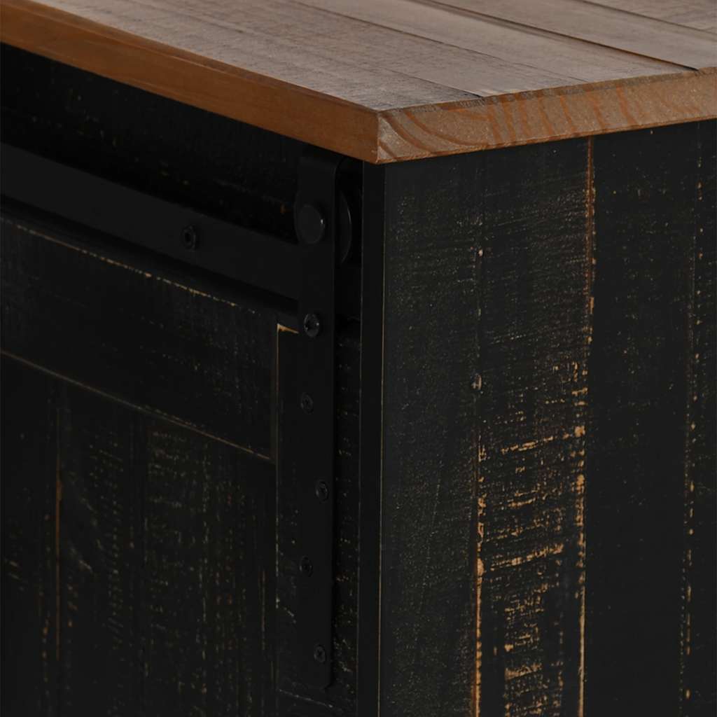 Tv-meubel HALDEN 2 schuifdeuren 150x40x60 cm massief hout zwart