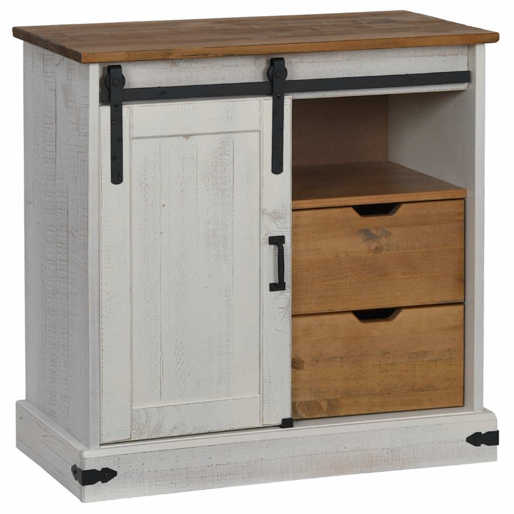 Dressoir HALDEN met schuifdeur 80x40x80 cm massief hout wit