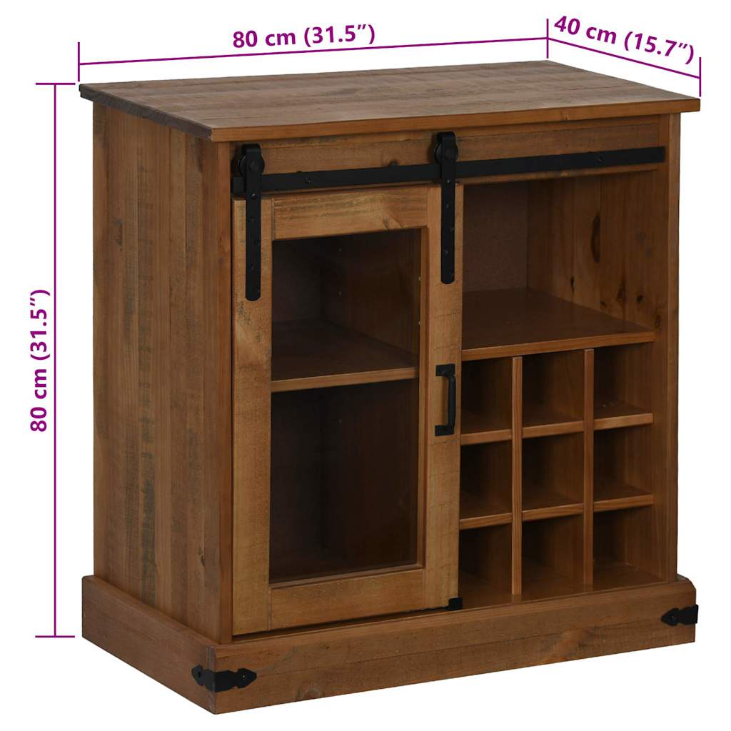 Dressoir HALDEN met schuifdeur 80x40x80 cm massief hout