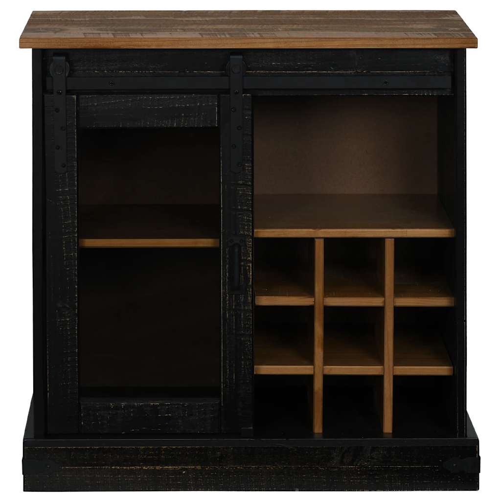 Dressoir HALDEN met schuifdeur 80x40x80 cm massief hout zwart