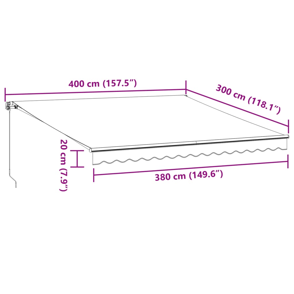 Luifel handmatig uittrekbaar 400x300 cm bordeauxrood