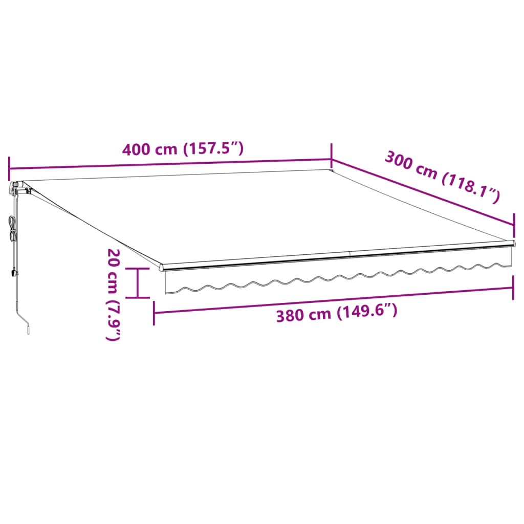 Luifel automatisch uittrekbaar met LED's 400x300 cm bruin