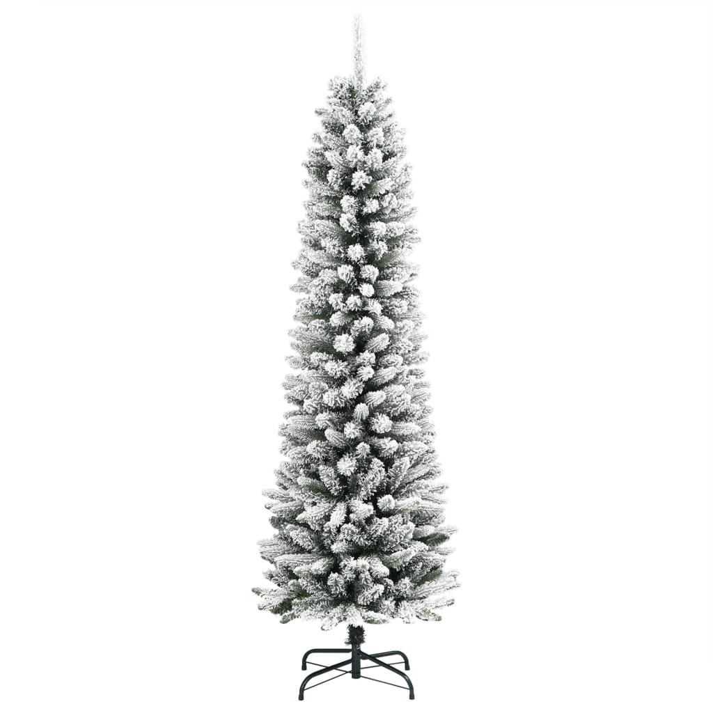 Kunstkerstboom met sneeuw smal 180 cm PVC en PE