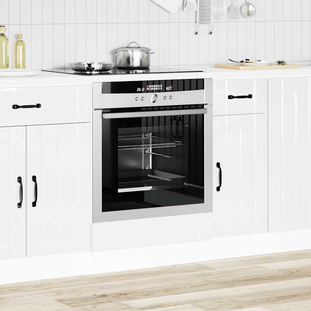 Ovenkast Lucca bewerkt hout hoogglans wit