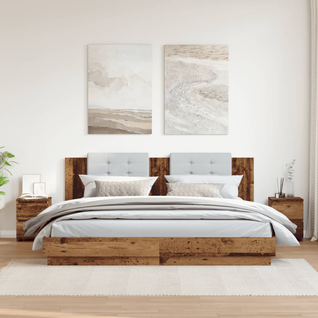 Nachtkastjes 2 st 30x30x40 cm bewerkt hout oud houtkleurig