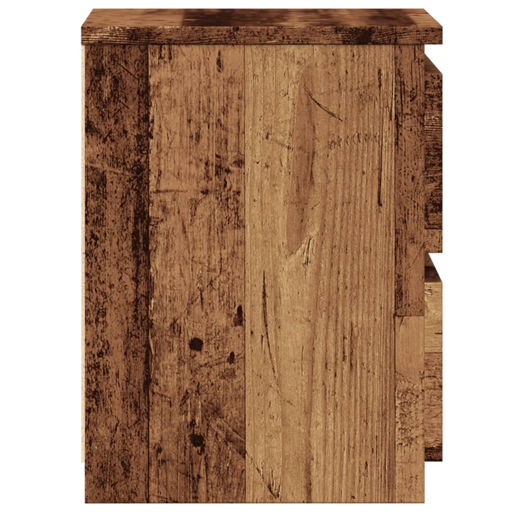 Nachtkastjes 2 st 30x30x40 cm bewerkt hout oud houtkleurig