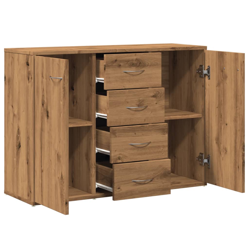 Dressoir 88x30x64 cm bewerkt hout artisanaal eikenkleur