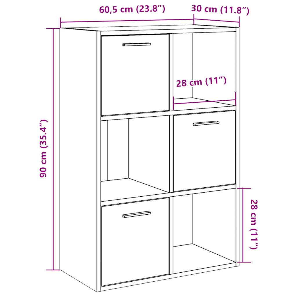 Boekenrek 60,5x30x90 cm bewerkt hout artisanaal eikenkleurig