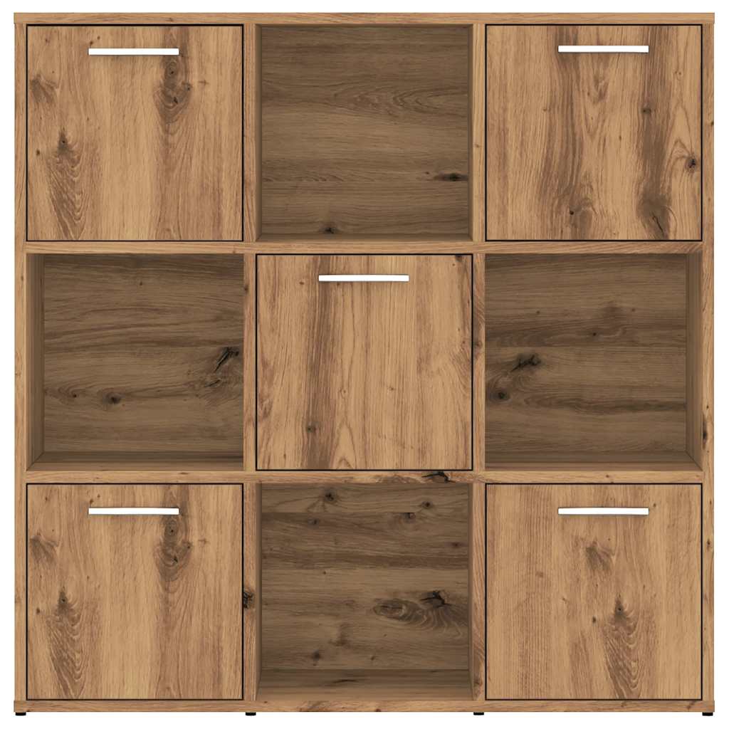 Boekenrek 90x28x90 cm bewerkt hout artisanaal eikenkleurig