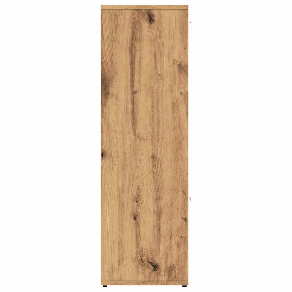 Boekenrek 90x28x90 cm bewerkt hout artisanaal eikenkleurig