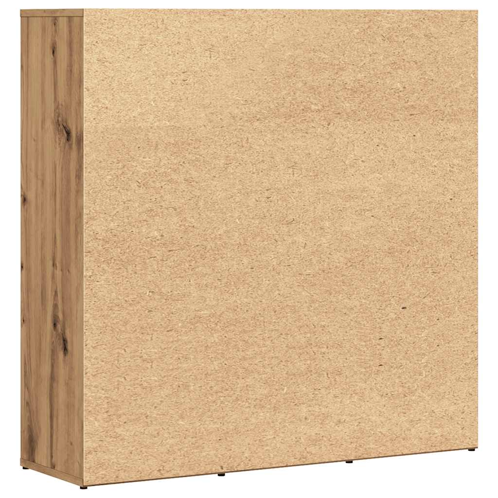 Boekenrek 90x28x90 cm bewerkt hout artisanaal eikenkleurig