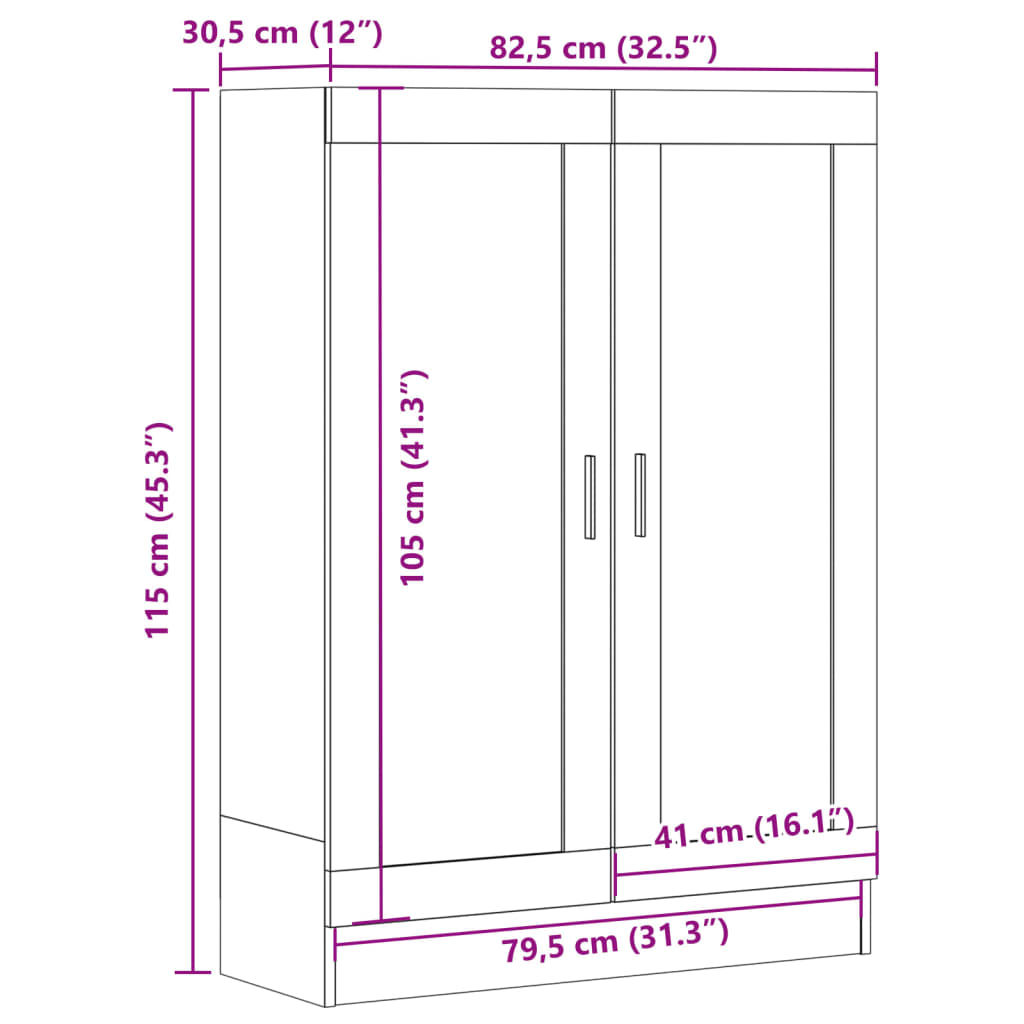 Boekenkast 82,5x30,5x115 cm bewerkt hout artisanaal eikenkleur