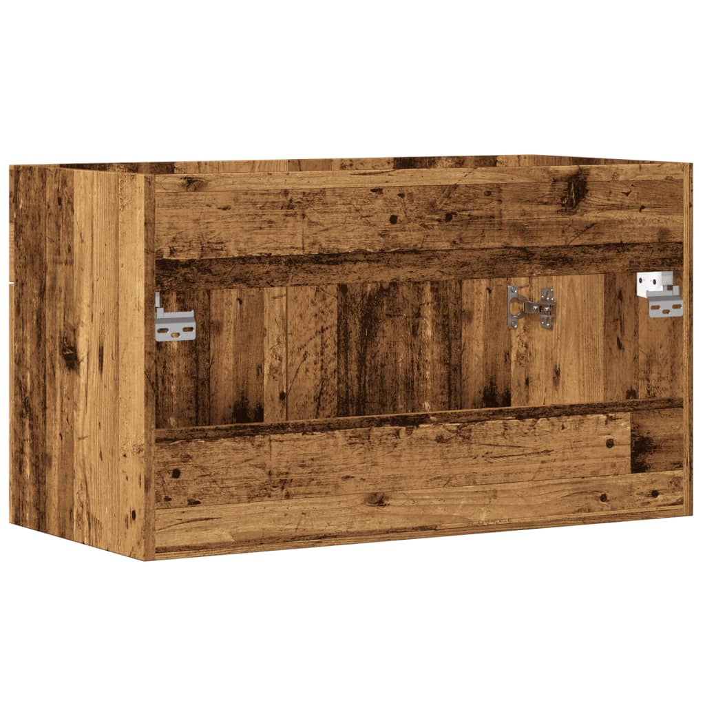 Wastafelkast 90x38,5x46 cm bewerkt hout oud houtkleurig