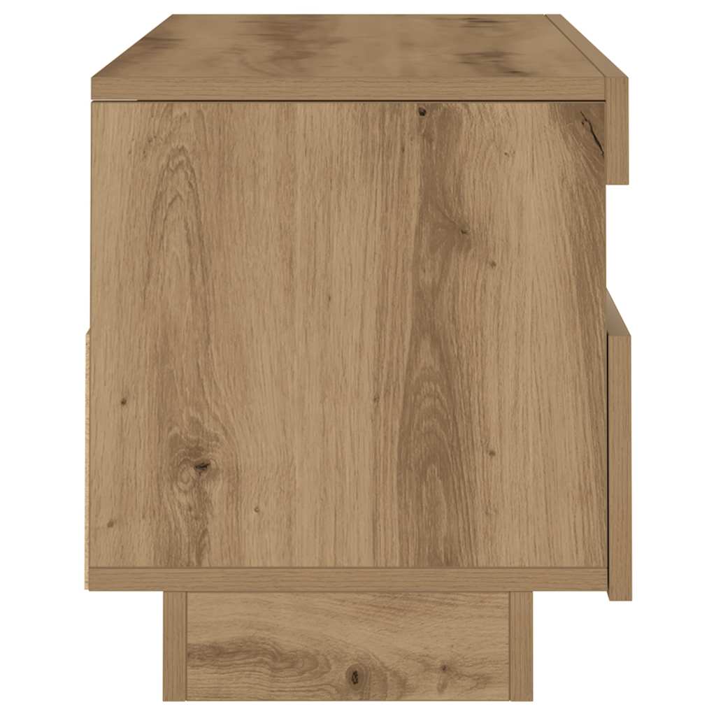 Tv-meubel met LED 100x35x40 cm bewerkt hout artisanaal eiken