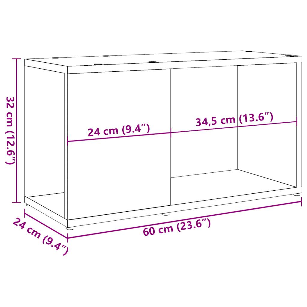 Tv-meubel 60x24x32 cm bewerkt hout artisanaal eikenkleur