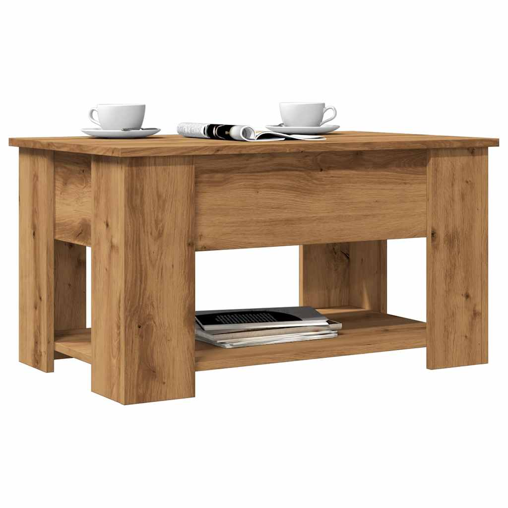 Salontafel 79x49x41 cm bewerkt hout artisanaal eikenkleur