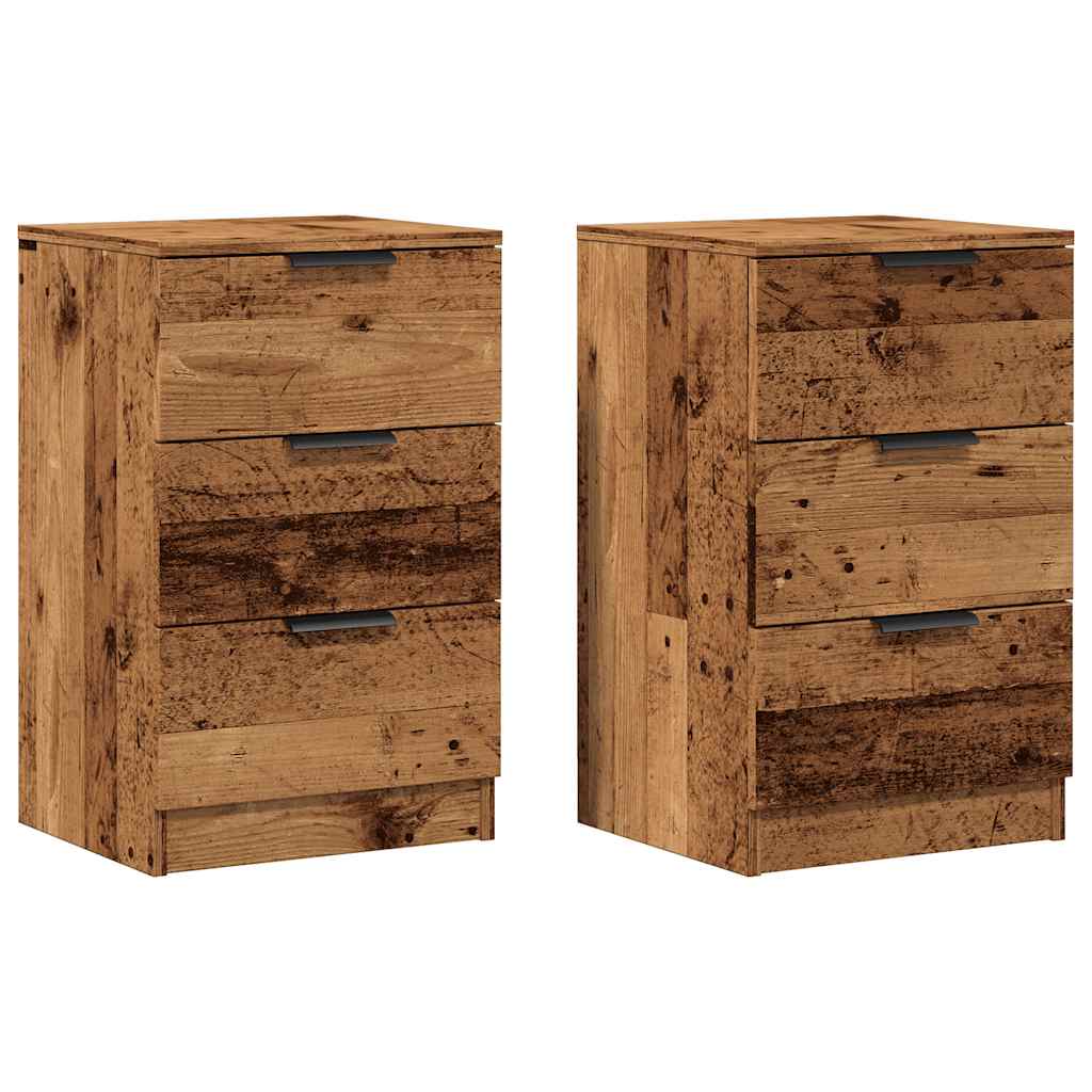 Nachtkastjes 2 st 40x36x65 cm bewerkt hout oud houtkleurig
