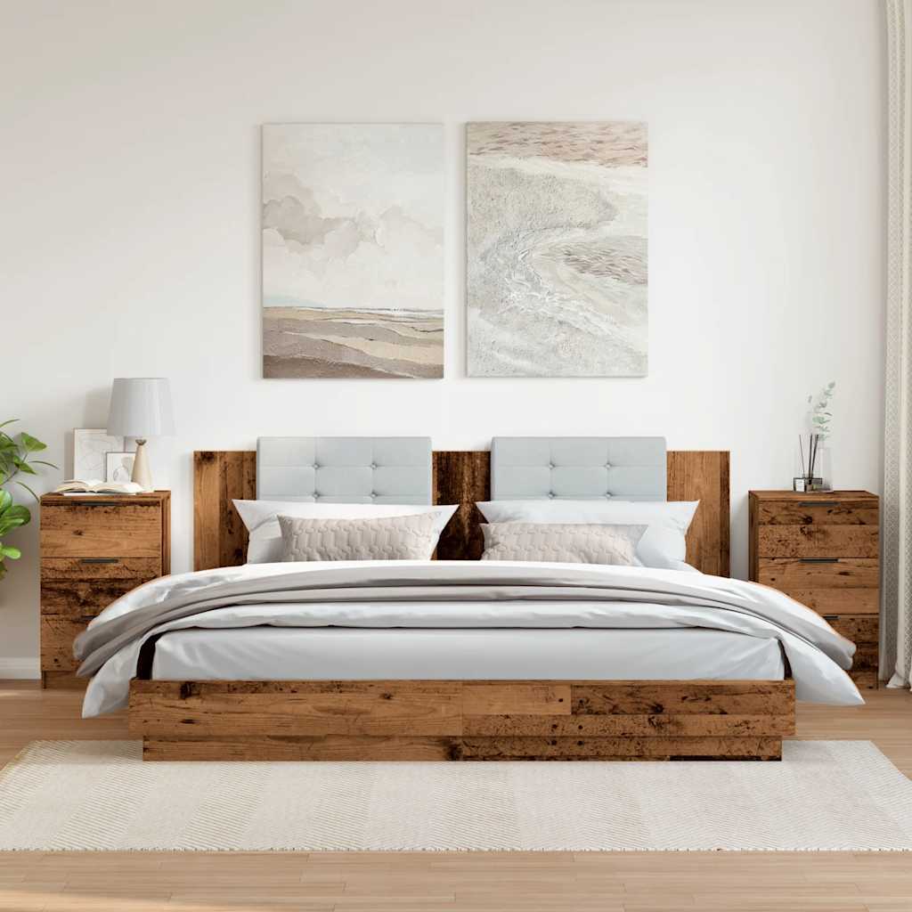 Nachtkastjes 2 st 40x36x65 cm bewerkt hout oud houtkleurig