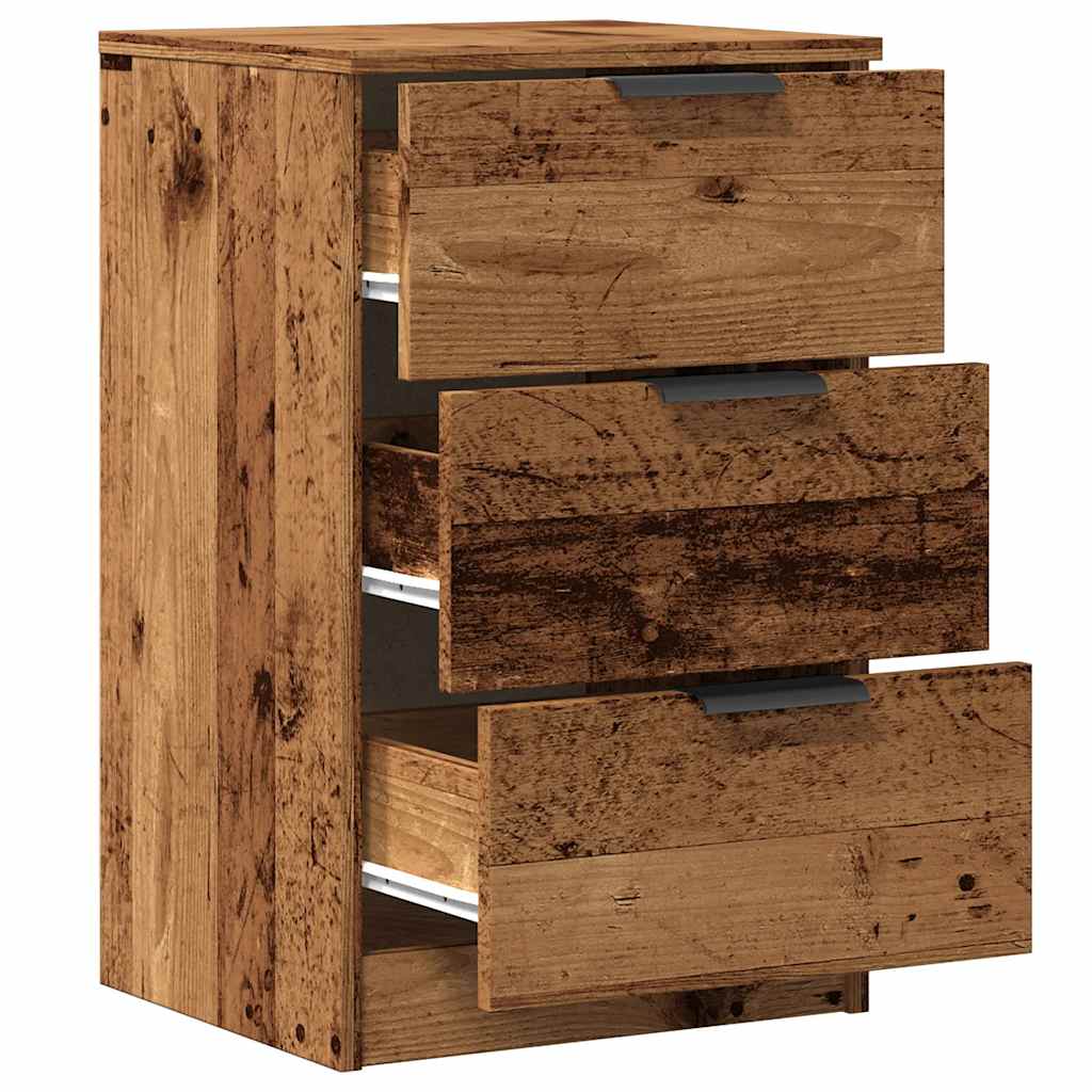 Nachtkastjes 2 st 40x36x65 cm bewerkt hout oud houtkleurig