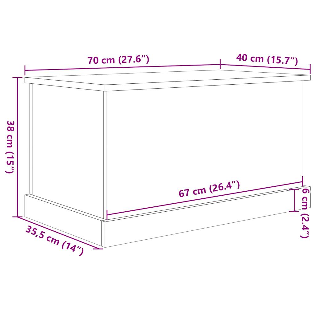 Opbergbox 70x40x38 cm bewerkt hout oud houtkleurig