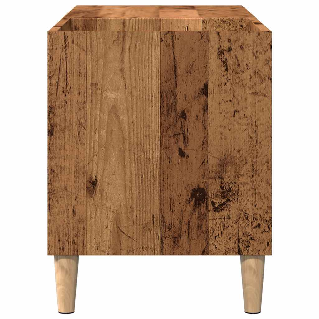 Platenkast 84,5x38x48 cm bewerkt hout artisanaal eikenkleur