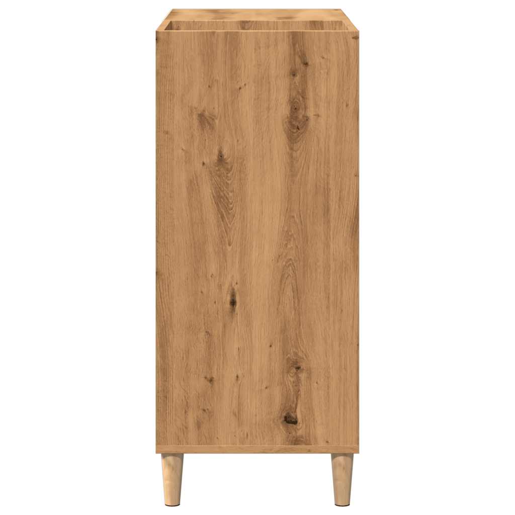 Platenkast 84,5x38x89 cm bewerkt hout artisanaal eikenkleur