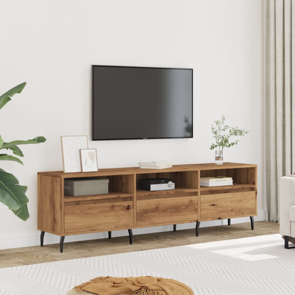 Tv-meubel 150x30x44,5 cm bewerkt hout artisanaal eikenkleur