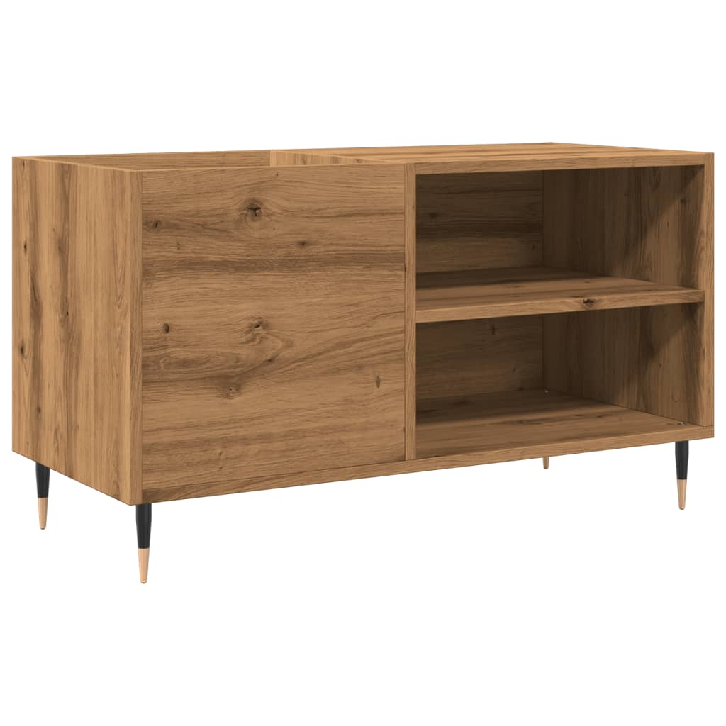 Platenkast 84,5x38x48 cm bewerkt hout artisanaal eikenkleur