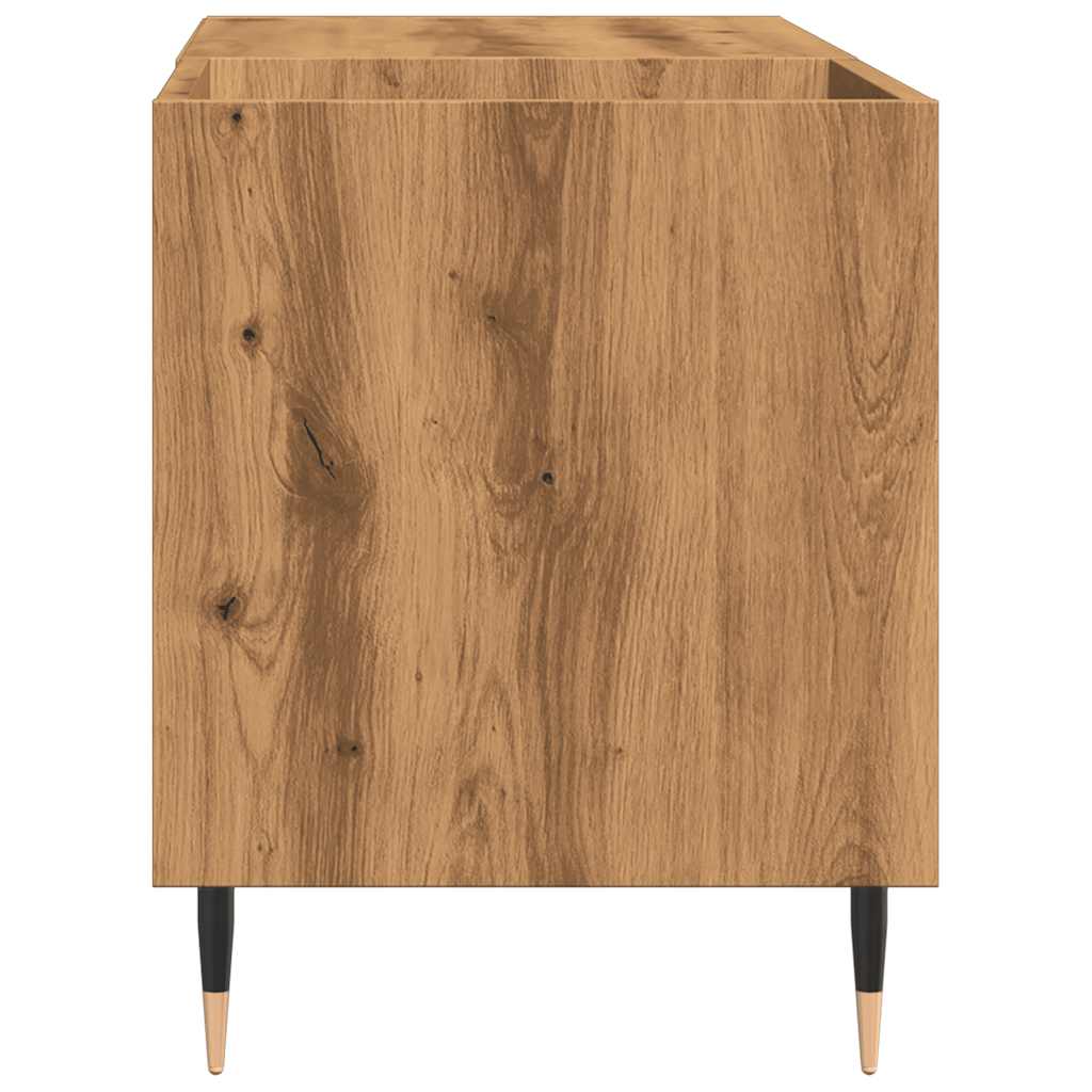 Platenkast 84,5x38x48 cm bewerkt hout artisanaal eikenkleur