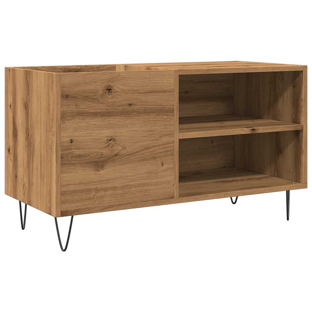 Platenkast 84,5x38x48 cm bewerkt hout artisanaal eikenkleur