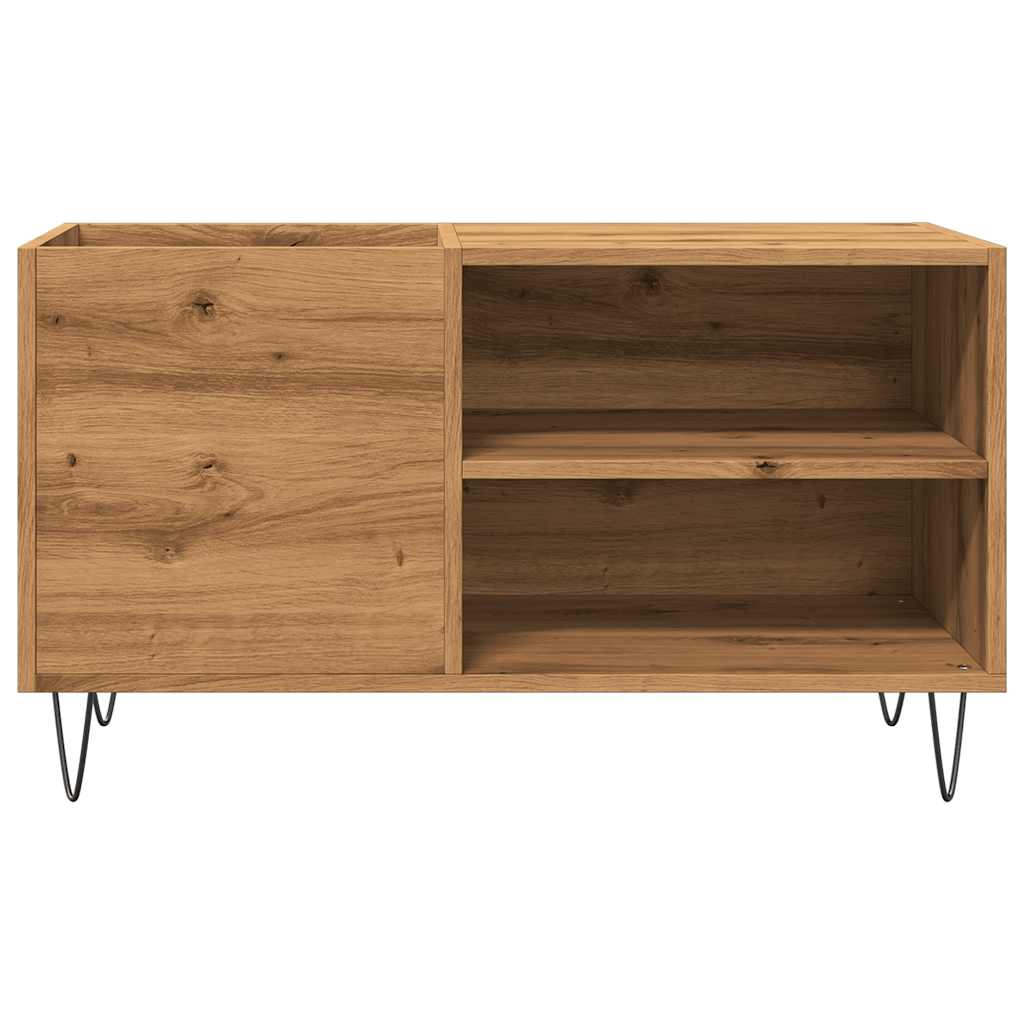 Platenkast 84,5x38x48 cm bewerkt hout artisanaal eikenkleur