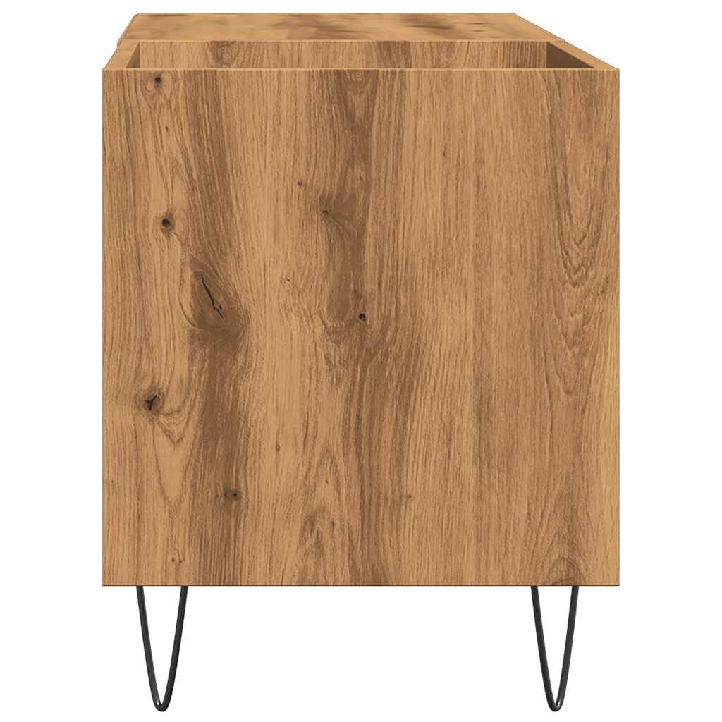 Platenkast 84,5x38x48 cm bewerkt hout artisanaal eikenkleur