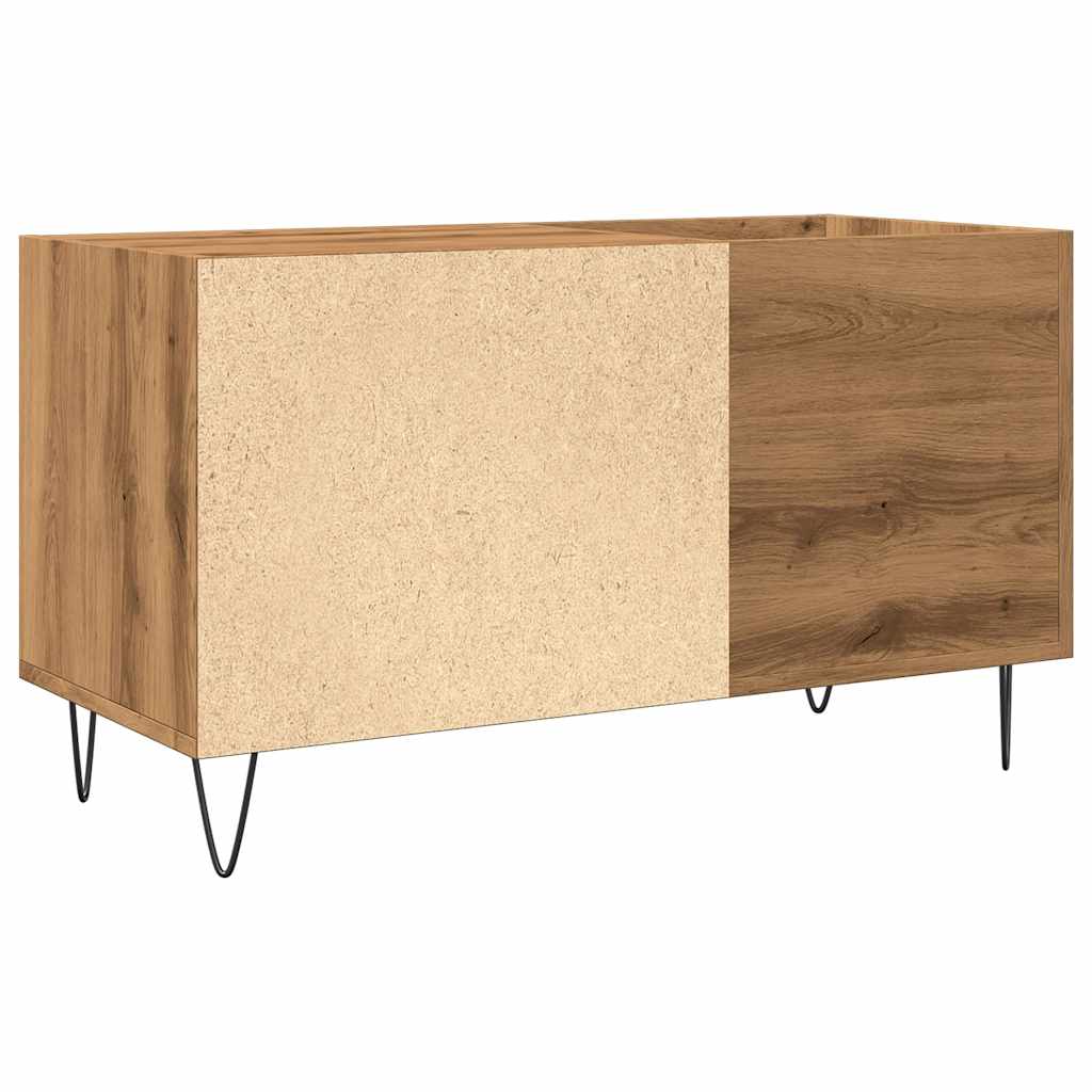 Platenkast 84,5x38x48 cm bewerkt hout artisanaal eikenkleur