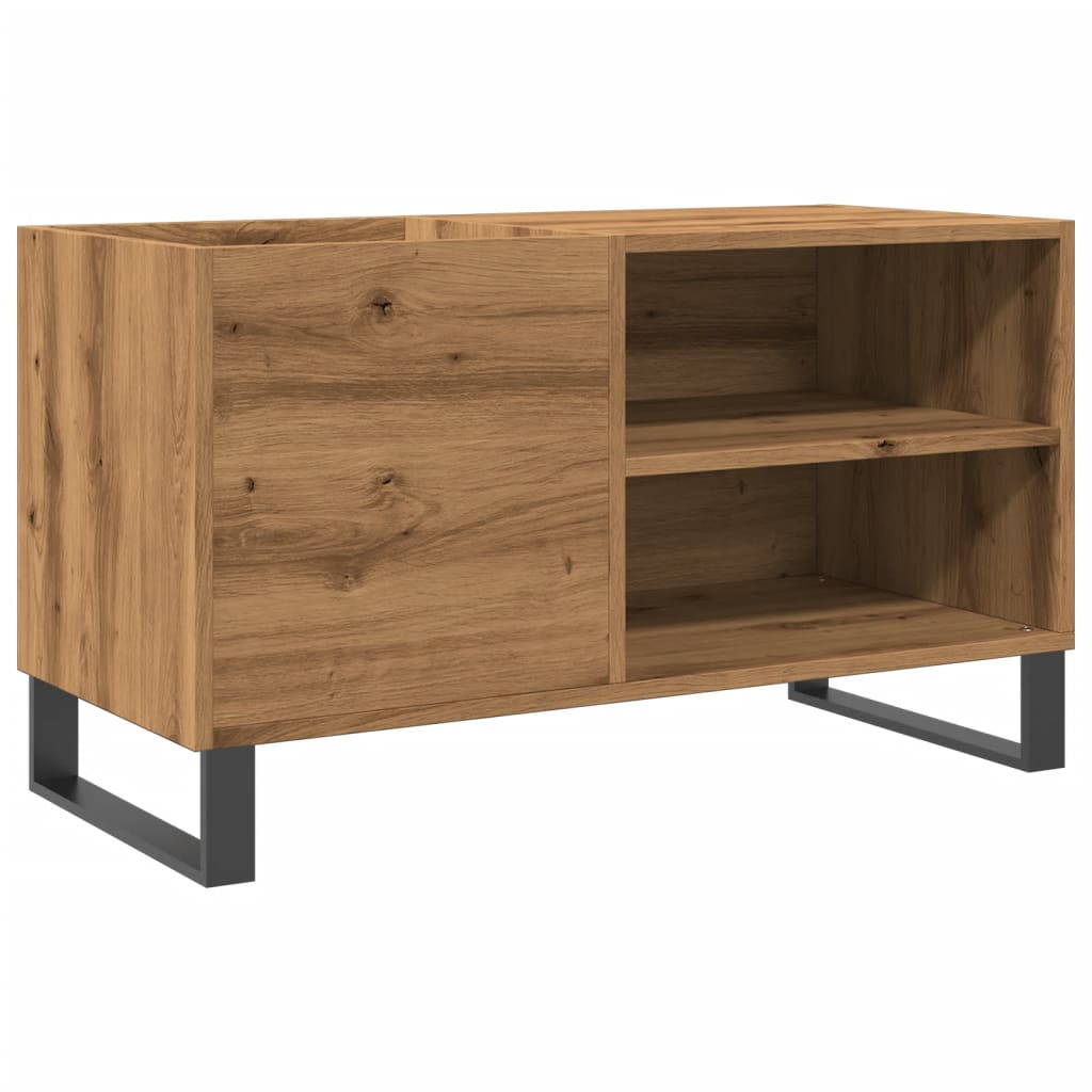 Platenkast 84,5x38x48 cm bewerkt hout artisanaal eikenkleur