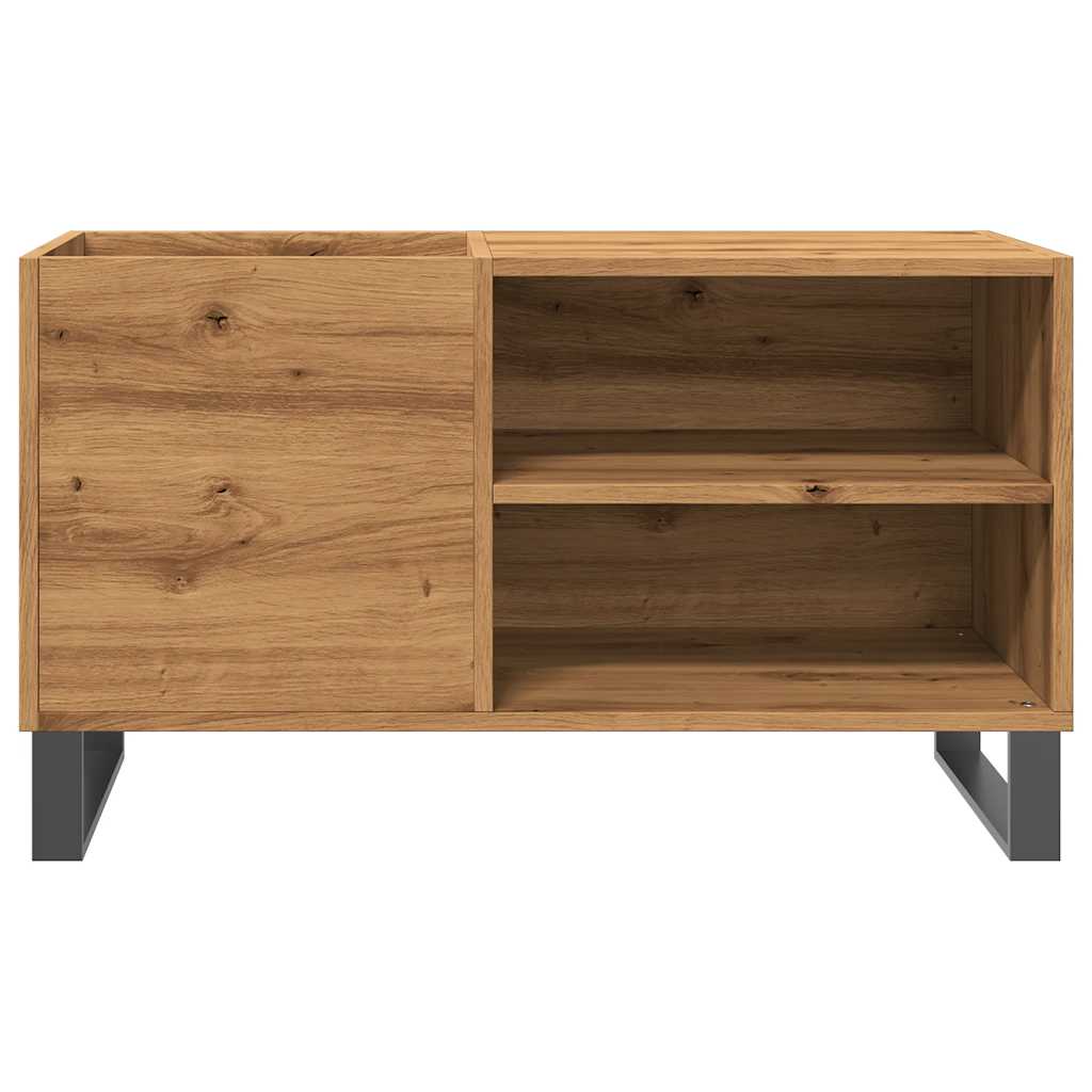 Platenkast 84,5x38x48 cm bewerkt hout artisanaal eikenkleur