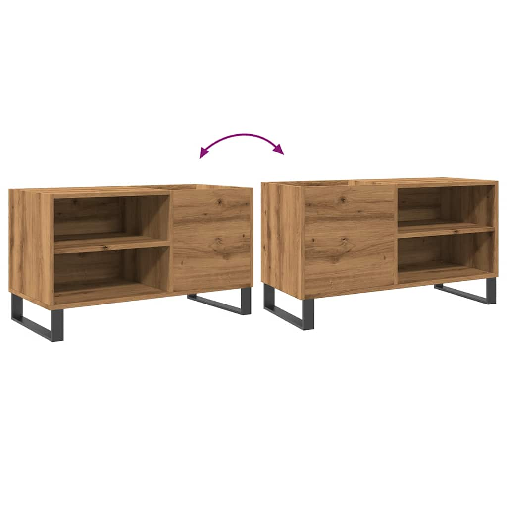 Platenkast 84,5x38x48 cm bewerkt hout artisanaal eikenkleur