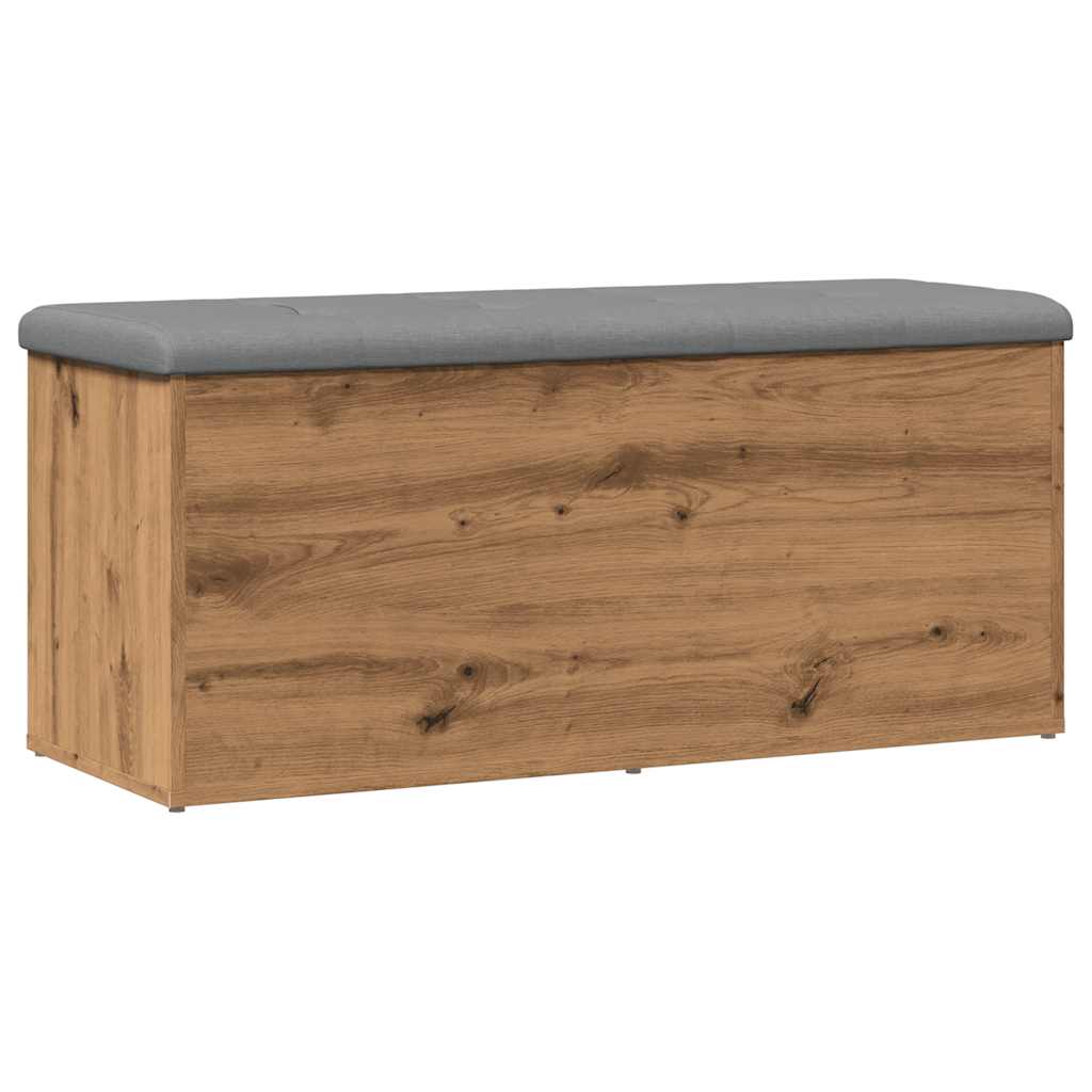 Opbergbankje 102x42x45 cm bewerkt hout artisanaal eikenkleur