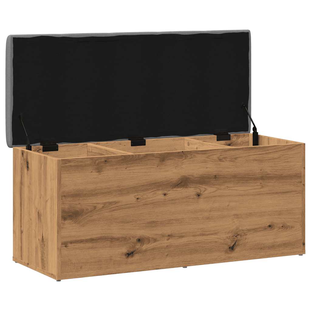 Opbergbankje 102x42x45 cm bewerkt hout artisanaal eikenkleur