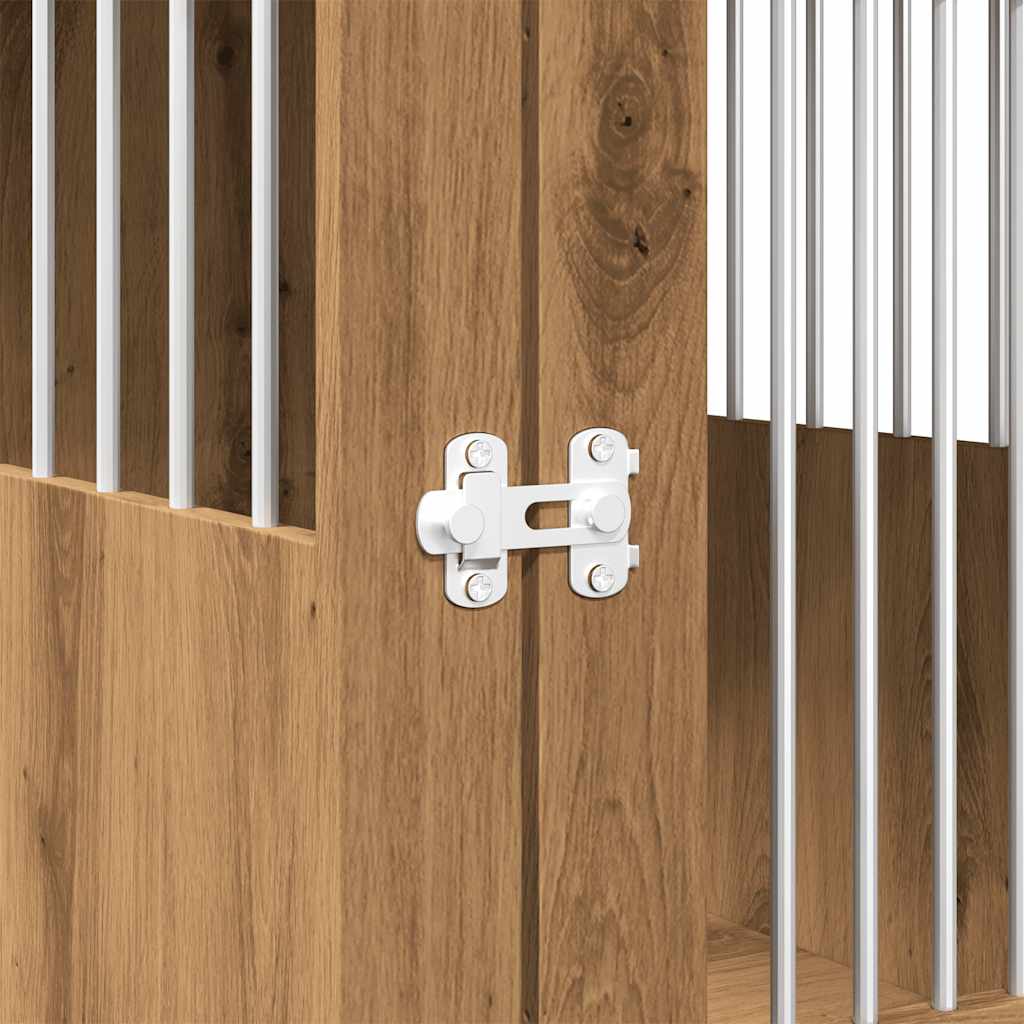 Hondenbench 55x80x68 cm bewerkt hout artisanaal eikenkleurig