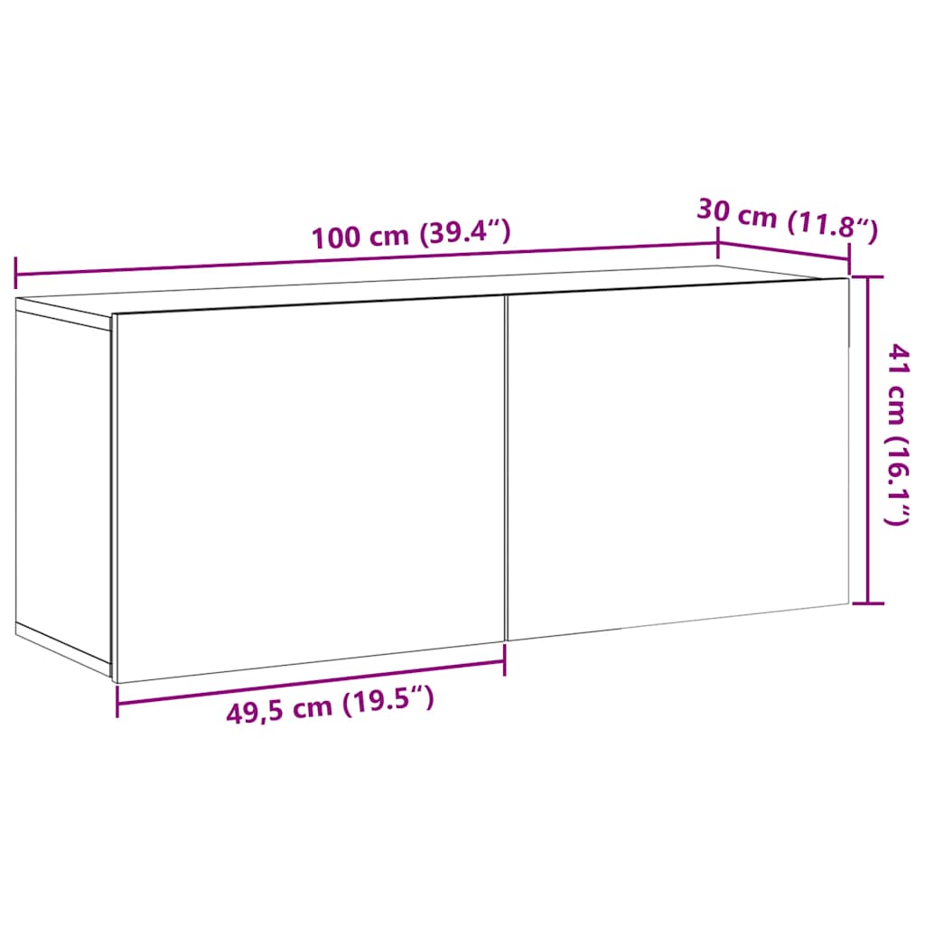 Tv-meubel wandgemonteerd 100x30x41 cm artisanaal eikenkleurig