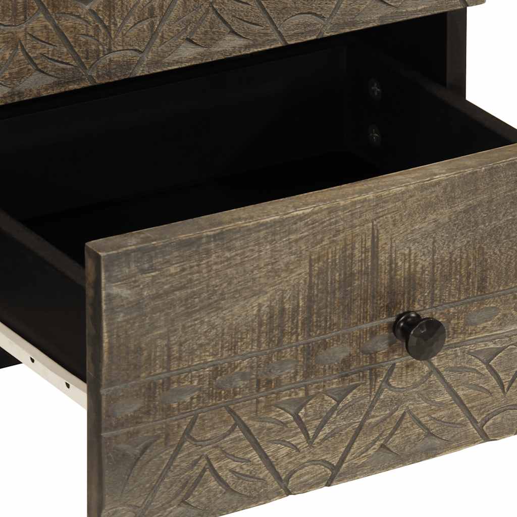 Nachtkastje 40x33x46 cm massief mangohout lichtgrijs