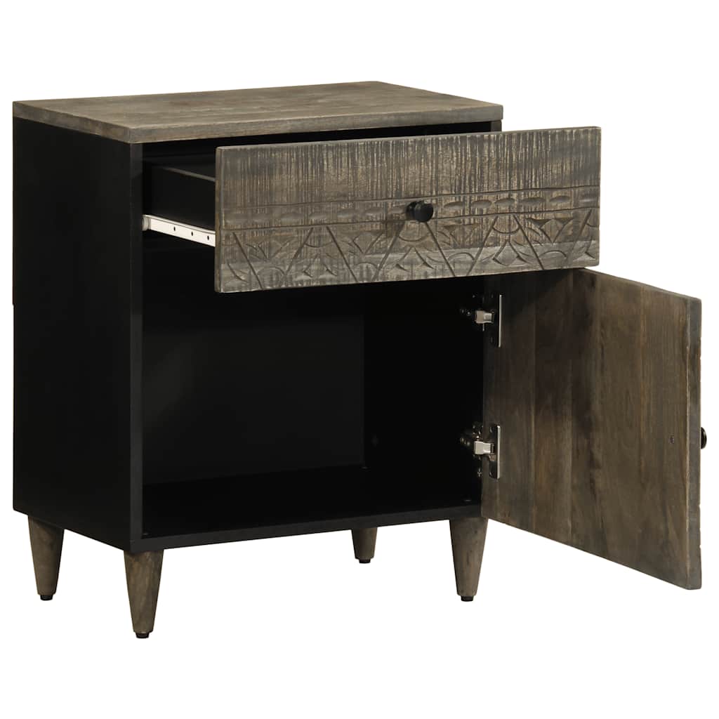 Nachtkastje 50x33x60 cm massief mangohout lichtgrijs