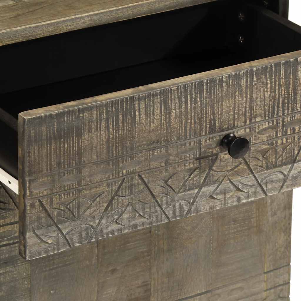 Nachtkastje 50x33x60 cm massief mangohout lichtgrijs