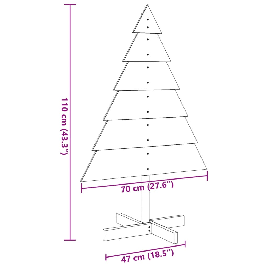 Kerstdecoratie kerstboom 110 cm massief hout