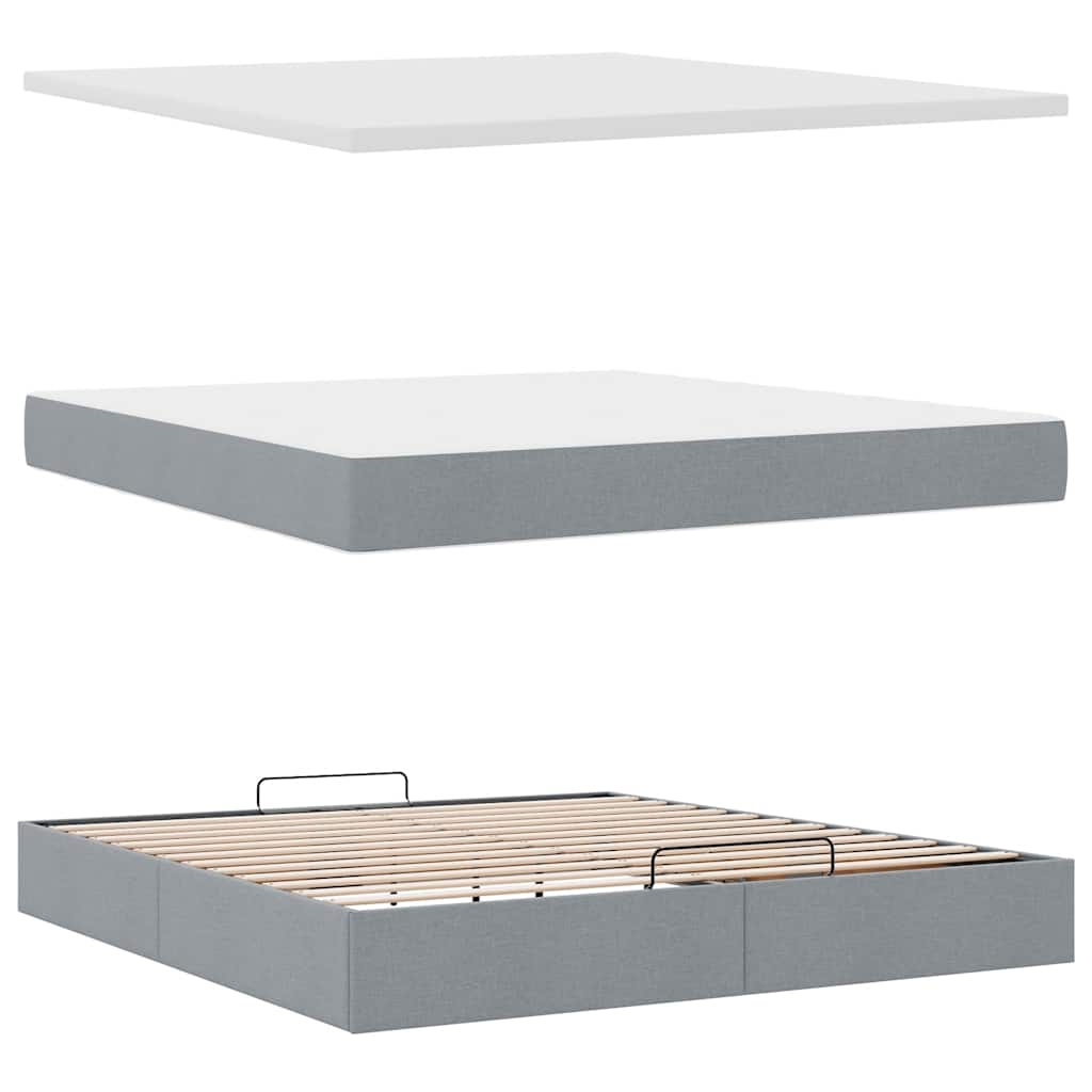 Bedframe met matras 180x200cm stof lichtgrijs